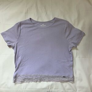 Hollister Purple Cropped Short Sleeve T-Shirt